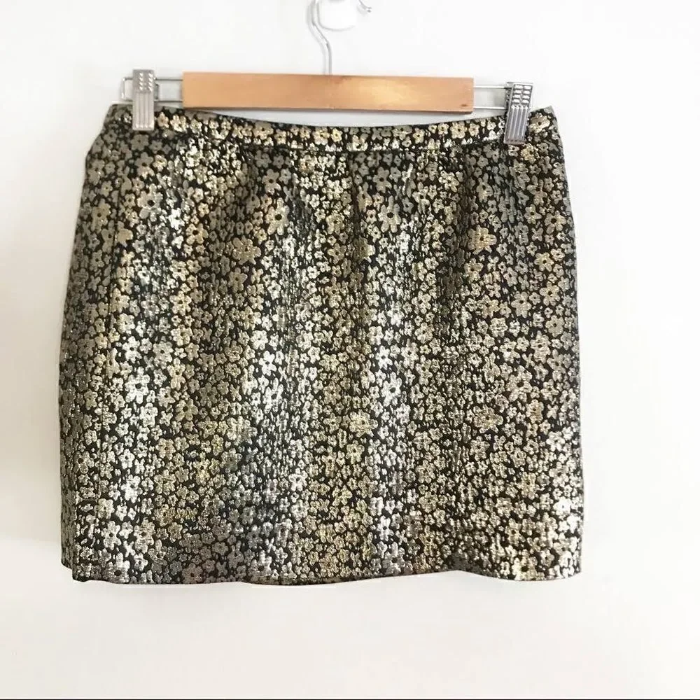 J Crew Collection Marigold Metallic Silk Skirt NWT